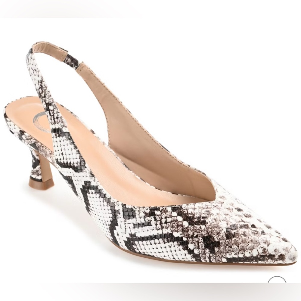 Journee Collection Black and White Snake Print Heels